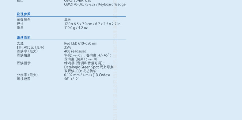 Datalogic QW2100 开云app官网下载苹果详细参数